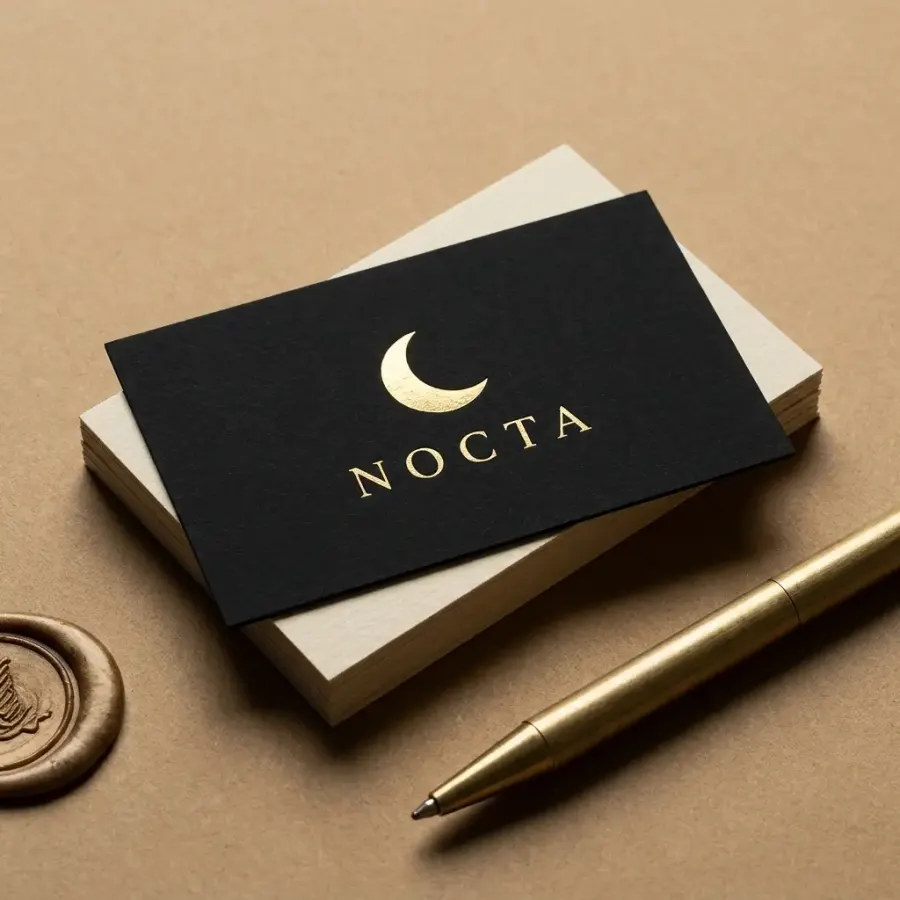 Cartes de visite Nocta crème et noir avec logo lune